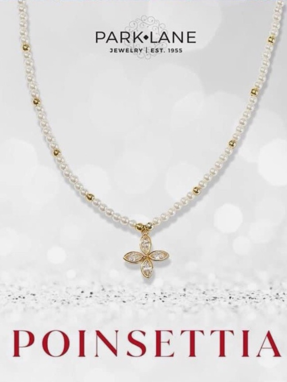 Park Lane POINSETTIA Gold and Pearl Pendant Necklace